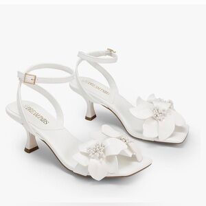 DREAM PAIRS Flower Square Toe Slingback Kitten Heel Sandals Ankle Strap size 8.5